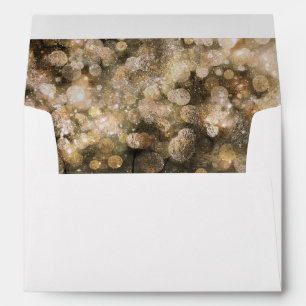 Gold Glitter String Lights Rustic Wedding Envelopes