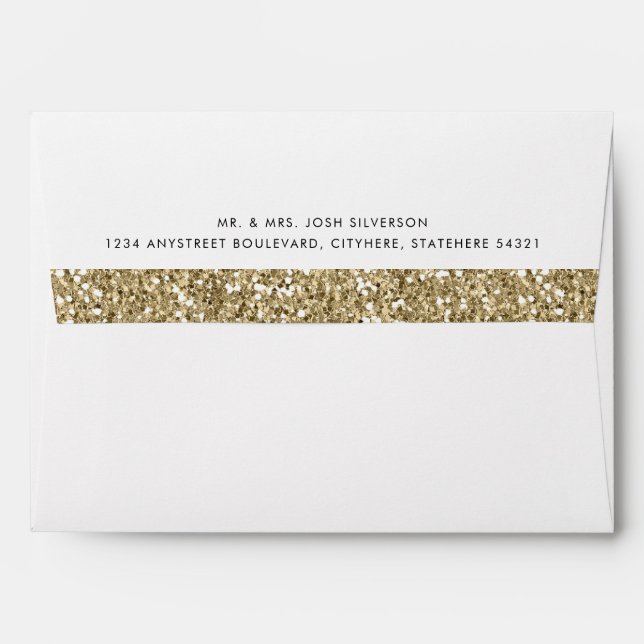 Gold Glitter Stripe and Printed Liner Pattern Envelopes (Back (Top Flap))