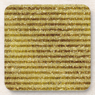 Gold Glitter Stripes Coaster