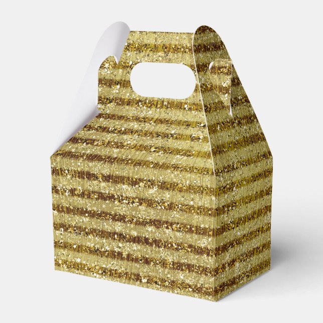 Gold Glitter Stripes Favor Box (Front Side)