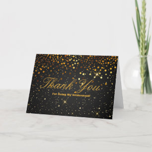 Gold Glitter Stripes For Being My Bridesmaid Thank Thank You Card