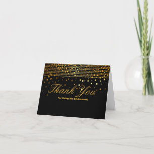 Gold Glitter Stripes For Being My Bridesmaid Thank Thank You Card