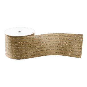 Gold Glitter Stripes Grosgrain Ribbon