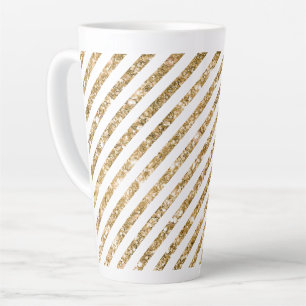Gold Glitter Stripes Latte Mug