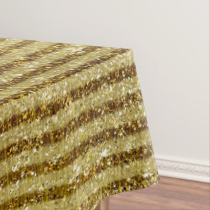 Gold Glitter Stripes Tablecloth