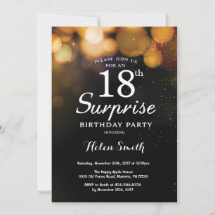 Gold Glitter Surprise 18th Birthday Invitation