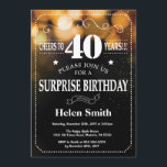 Gold Glitter Surprise 40th Birthday Invitation<br><div class="desc">Gold Glitter Surprise 40th Birthday Invitation. White Typography. Black and White Chalkboard Background. Adult Birthday. Male Men or Women Birthday. Kids Boy or Girl Lady Teen Teenage Bday Invite. 13th 15th 16th 18th 20th 21st 30th 40th 50th 60th 70th 80th 90th 100th. Any Age. For further customization, please click the...</div>