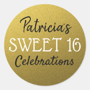 Gold Glitter Sweet 16 Birthday Classic Round Sticker