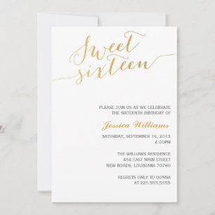 Gold Glitter Sweet Sixteen Invitation