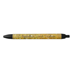 Gold Glitter, Sweet Sixteen, Party Favour Black Ink Pen