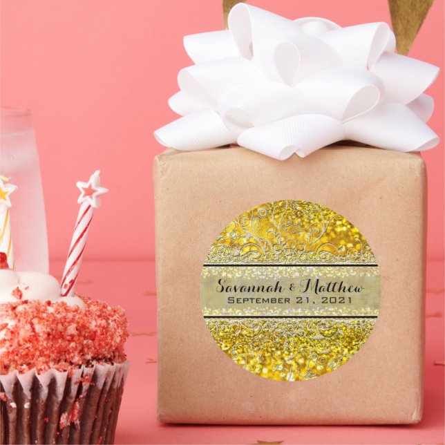 Gold Glitter Swirly Romantic Wedding Seal (Party)