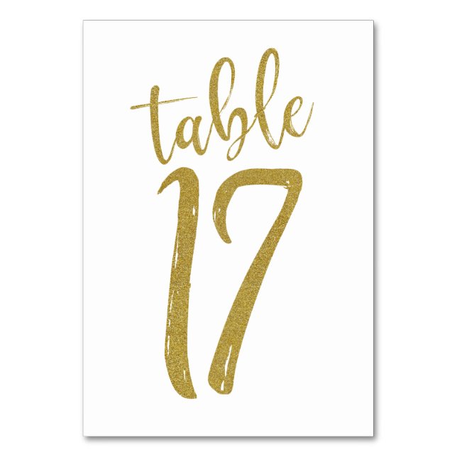 Gold Glitter Table Number 17 (Front)