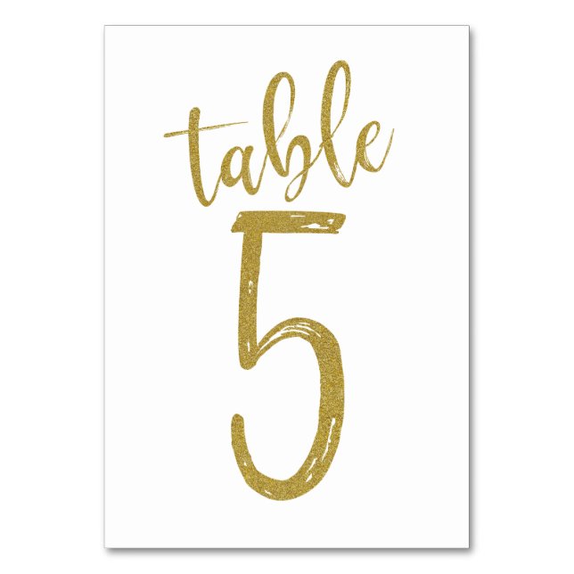 Gold Glitter Table Number 5 (Front)