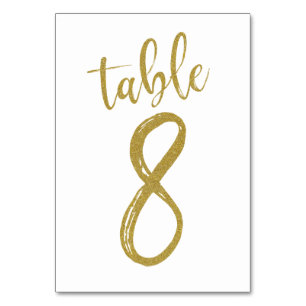 Gold Glitter Table Number 8