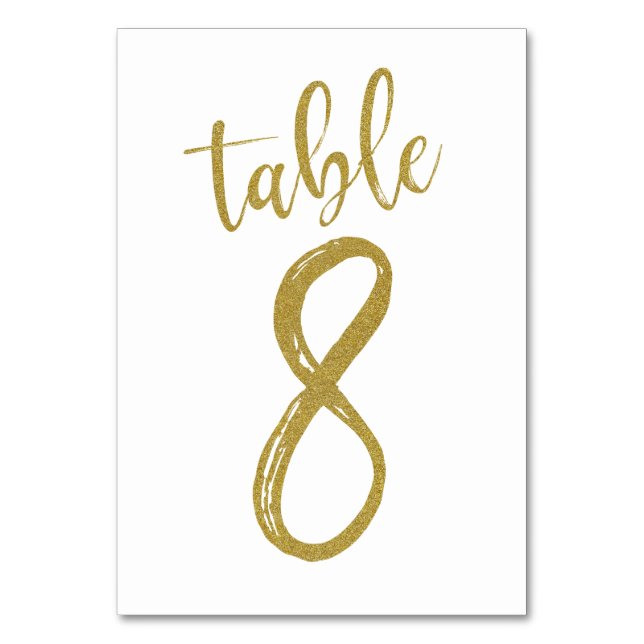 Gold Glitter Table Number 8 (Front)