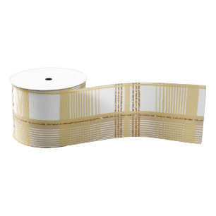 Gold glitter tartan  grosgrain ribbon