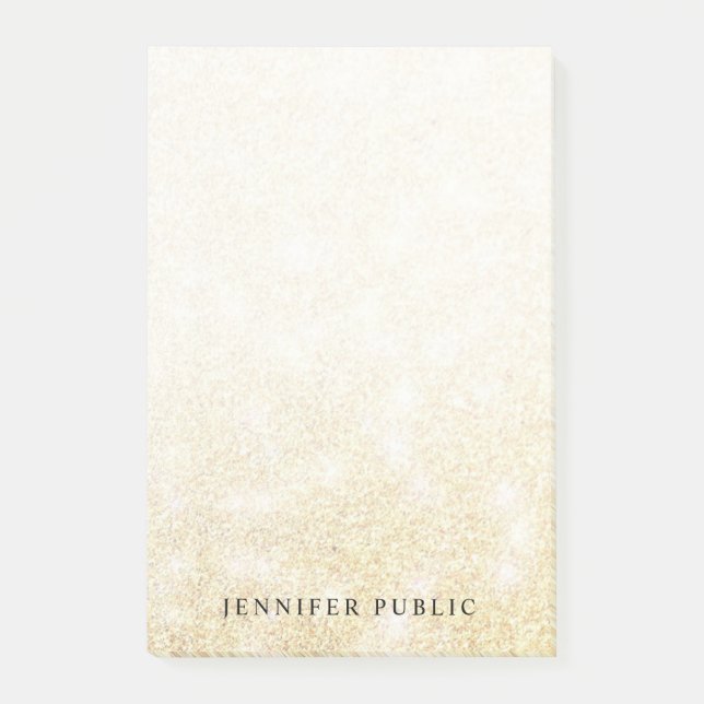Gold Glitter Template Modern Elegant Minimalist Post-it Notes (Front)