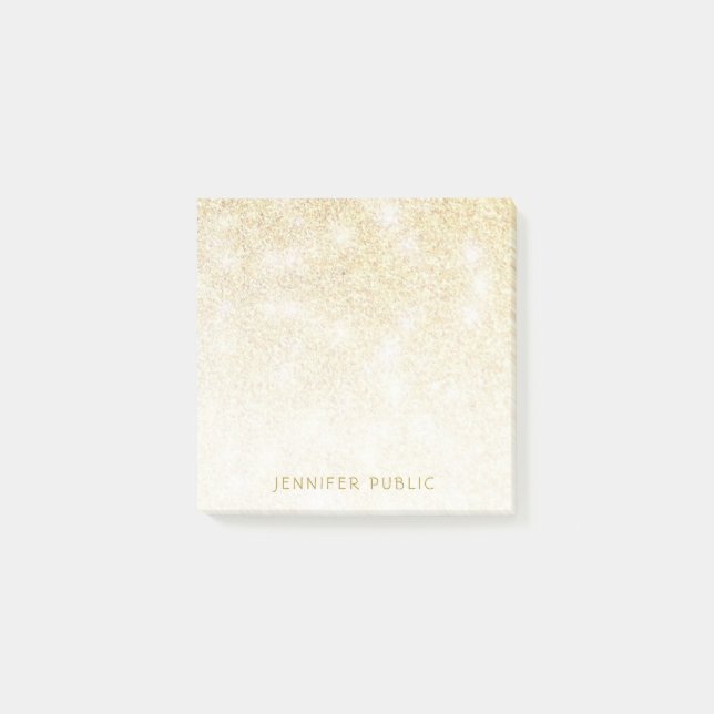 Gold Glitter Template Modern Elegant Minimalist Post-it Notes (Front)