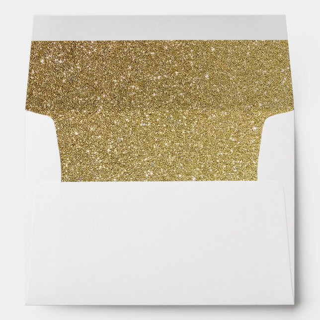 Gold Glitter Texture Wedding Envelopes (Back (Bottom))