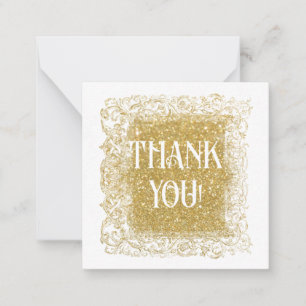 *~* Gold Glitter THANK YOU AP62 Flat Note Card