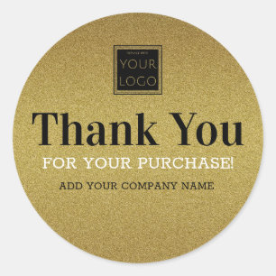 Gold Glitter Thank You For Your Purchase Classic Round Sticker