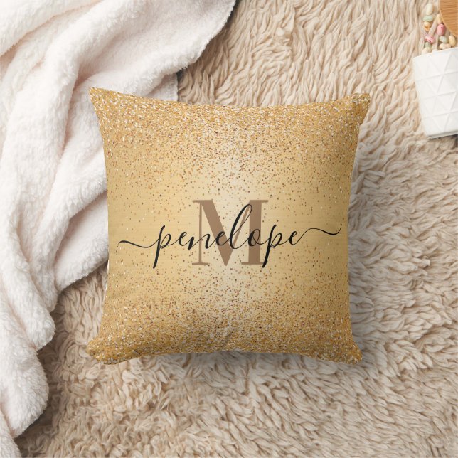 Gold Glitter Throw Pillow (Blanket)