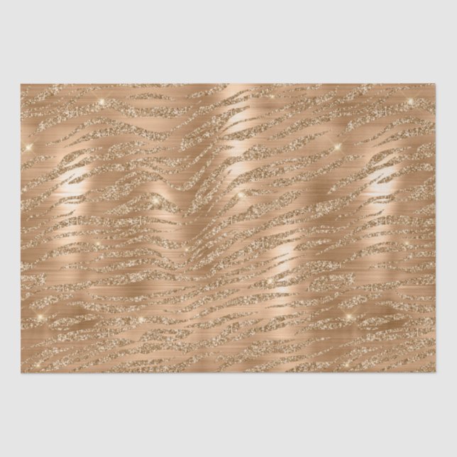 Gold Glitter Tiger Stripes Metallic Pattern Tissue Paper (Front)