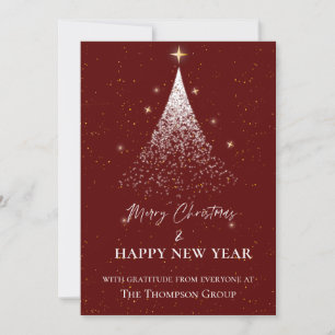 Gold Glitter Tree Christmas New Year Corporate Card