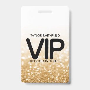 Gold Glitter trendy VIP lanyard badge custom