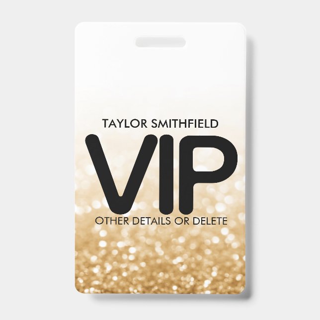 Gold Glitter trendy VIP lanyard badge custom (Front)