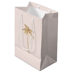 Gold Glitter Tropical Palm Tree Medium Gift Bag
