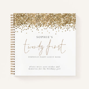 Gold Glitter Twenty First Birthday Guest Book