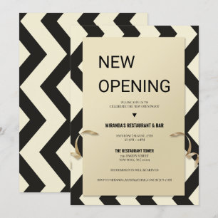 Gold glitter typography Restaurant NEW opening Invitation