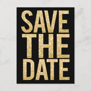 Gold Glitter Typography Save the Date Postcard