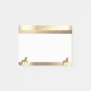 Gold Glitter Unicorn, Stripe,Confetti-Personalized Post-it Notes
