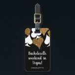 Gold Glitter Vegas Bachelorette Party Luggage Tag<br><div class="desc">Gather the girls to celebrate the lucky bride to be with a weekend in Las Vegas and commemorate the good times with these personalized gift luggage bag tags featuring gold glitter card suits for that glamourous casino vibe. These custom tags are a gift that can be used again and again...</div>
