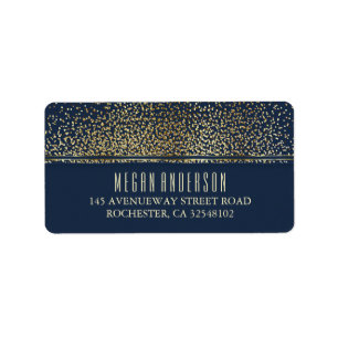 Gold Glitter Vintage Navy Wedding Label