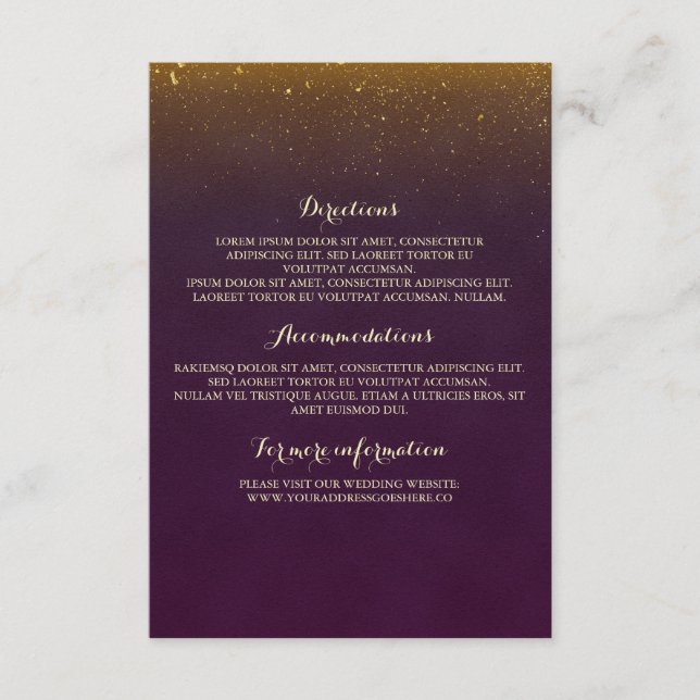 Gold Glitter Vintage Plum Wedding Insert (Front)