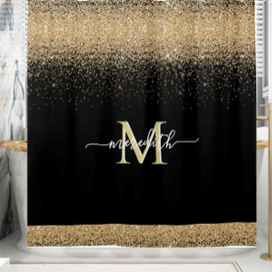 Gold Glitter w/Black Custom Monogram First Name 