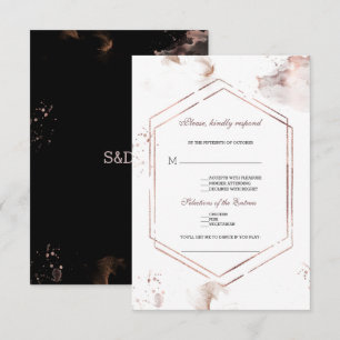 Gold Glitter Washes Frame Song Request Wedding RSVP Card