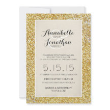 Gold Glitter Wedding Announcement Invitation