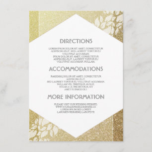 Gold Glitter Wedding Details - Information Enclosure Card
