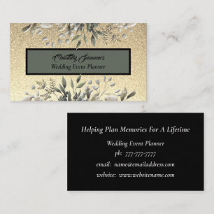 Gold Glitter Wedding Event Planner Business Card