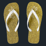 Gold Glitter Wedding Flipflops BRIDE, Bridal Party<br><div class="desc">Add the Bridal Party members role,  couples married name and wedding date to these elegant summer beach wedding flipflops with a faux gold glitter finish.</div>
