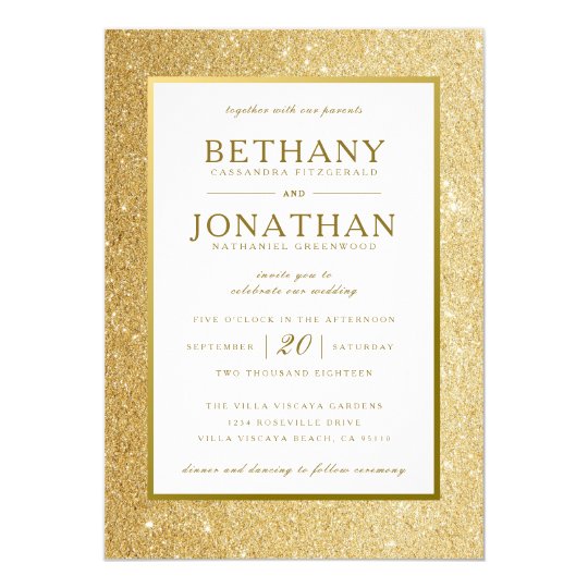 Gold Glitter Wedding Invitation
