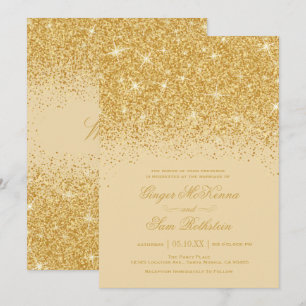 Gold Glitter Wedding Invitations