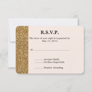 Gold Glitter Wedding RSVP Card