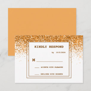 Gold Glitter Wedding RSVP Card