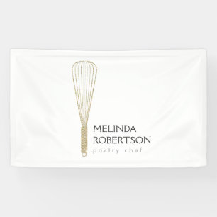 Gold Glitter Whisk Bakery Banner