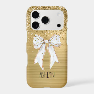 Gold Glitter White Bow